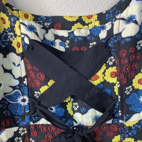 Anthro Maeve Marigold Floral jacquard Midi Dress Sleeveless Scoop Neck 12 Large - Picture 10 of 17